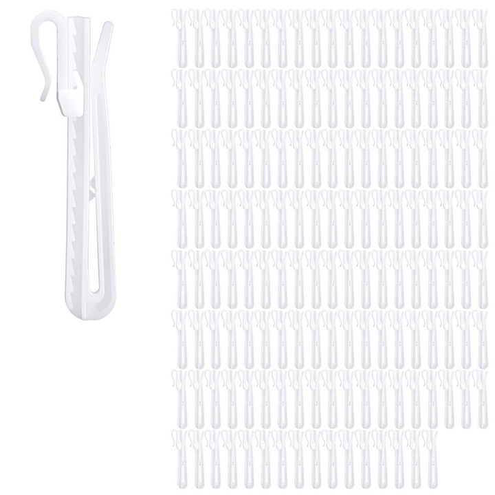 Set 150 carlige reglabile pentru perdele, plastic, 8.5cm