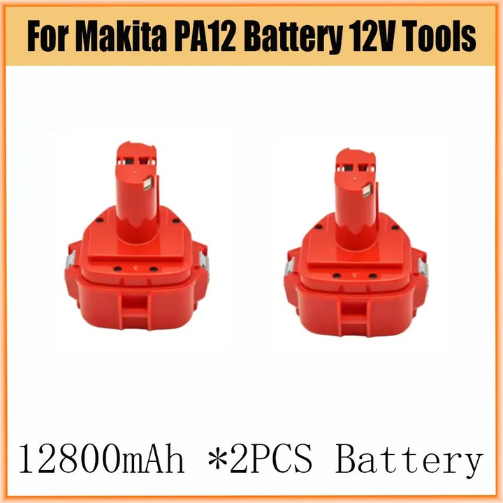 Acumulator pentru scule electrice, PA12 Ni-MH, 12 V 12800 mAh, baterie de schimb compatibila cu 1200 1220 1201 1222 1233SA B1235 192681-5, set 2 bucati
