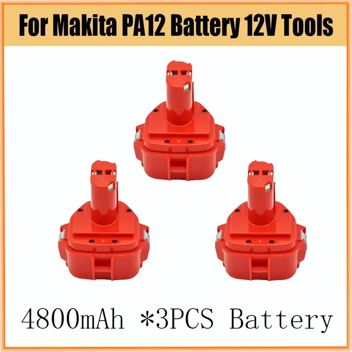 Acumulator 12V, baterie de inlocuire PA12 Ni-MH, capacitate 4800 mAh, pentru scule electrice fara fir, compatibil 1200 1220 1222 1233SA B1235 192681-5, set 3 bucati