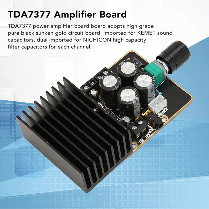 Sztereó erősítő panel 2x35W TDA7377 fekete 12V 48ohm