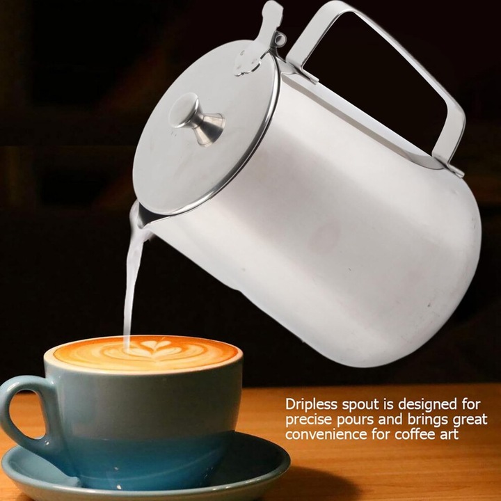 Cana spumare lapte 600ml inox ergonomic precizie pour