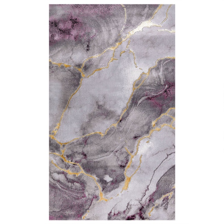 Covor Casa Rossa BELLA Gri-Lila, 60x130cm, 70% polipropilena, 30% poliester