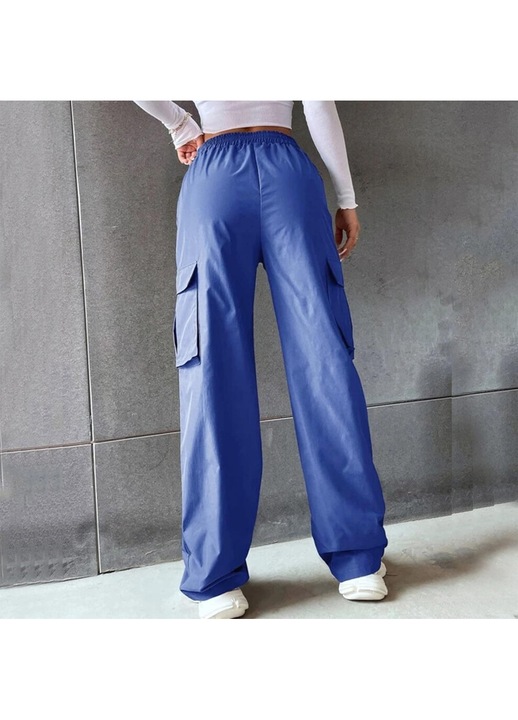 Pantaloni cargo smoking largi elastici pentru femei, S INTL