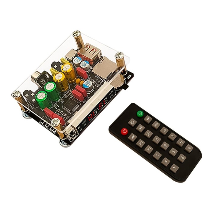 Bluetooth K1 Tuning hangkártya, USB TF dekóder, koaxiális, 5 EQ, fekete