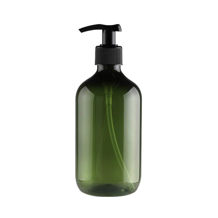 Pumpás flakon, 500ml, sötétzöld, kerek, hordozható