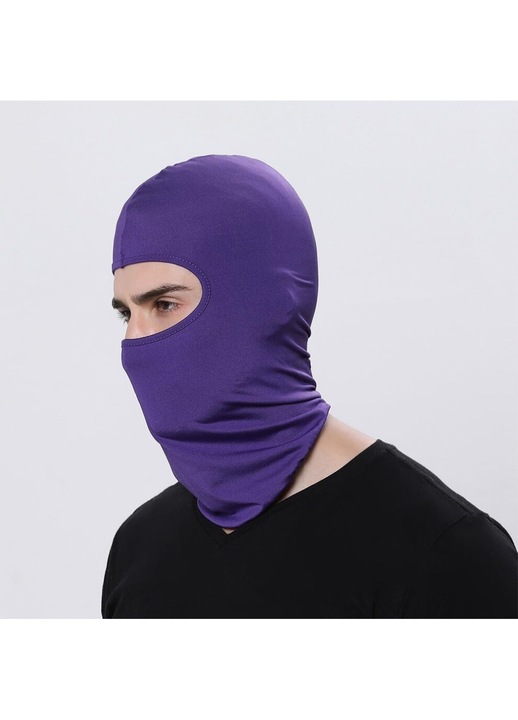 Balaclava elastica multifunctionala, protectie completa, mov, 23x40cm