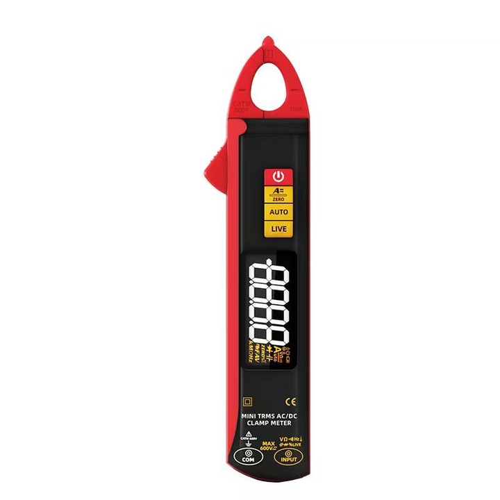 Detector de tensiune cu cleste, multimetru, detector de tensiune fara contact NCV, afisaj LED, precizie ridicata, recunoastere automata, tensiune CA/CC/curent CA/CC/rezistenta/capacitate/frecventa/temperatura/dioda, portabil, negru