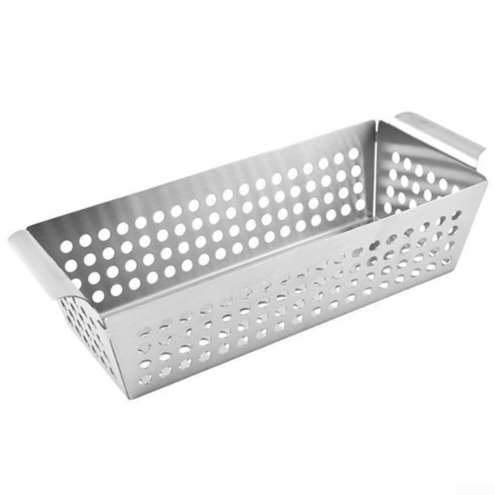 Rozsdamentes acél grillserpenyő, sokoldalú, 5x13x6 cm