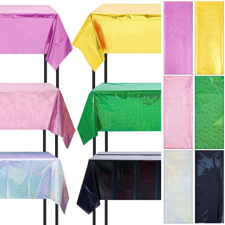 6 db-os holografikus asztalterítő szett, többszínű, 137x274cm, irizáló műanyag, boszorkány hercegnő téma