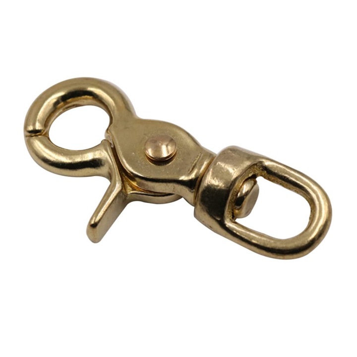 Fém csat táskához, forgatható karabiner, sárgaréz, strapabíró, 5cm