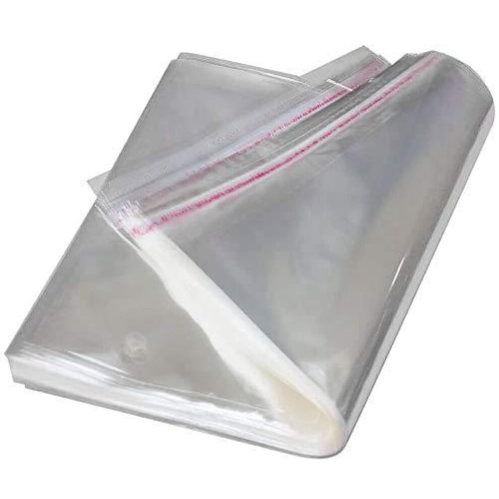 Set 100 pungi transparente autoadezive 12x16 inch, 2 mil, pentru documente si haine