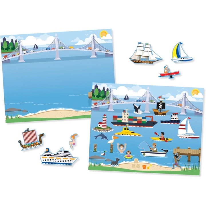 Melissa & Doug „Járművek” újrafelhasználható matricás és rajztábla készlet