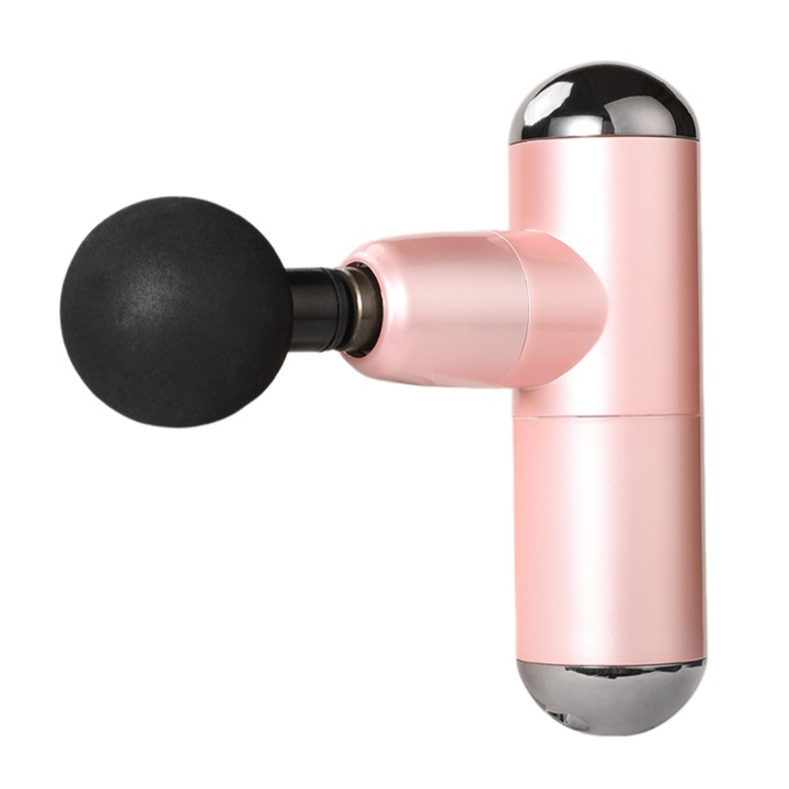 Mini aparat de masaj, pentru relaxarea muschilor, cu mai multe niveluri de intensitate, oprire automata, functionare silentioasa, frecventa reglabila, 900 mAh, 15 × 9 × 4, 5 mm, roz