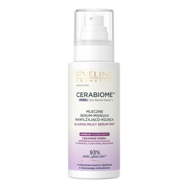 Ser - mist laptos pentru stralucire, hidratare si calmare Cerabiome Glazing Milky Serum-Mist Eveline 150 ml