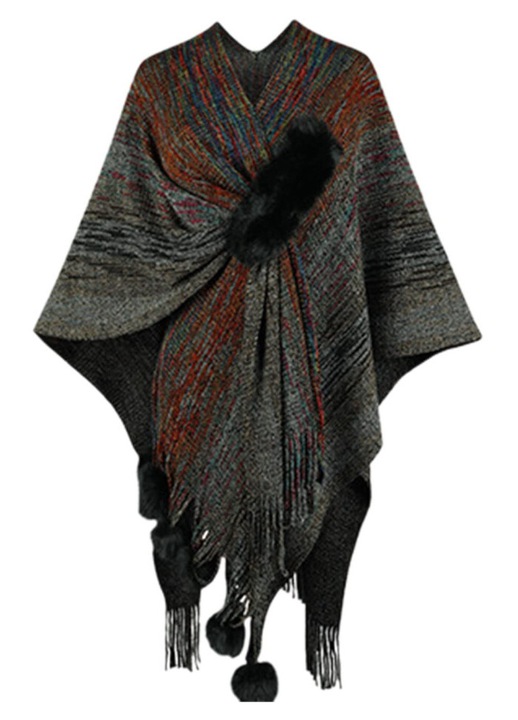 Jacheta formala dama tricot sal pelerina cardigan negru, One Size INTL