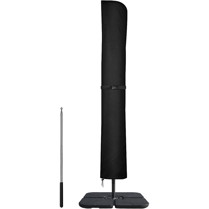 Husa protectie umbrela de gradina DOKON, impermeabila, rezistenta UV si iarna, pentru umbrele tip cantilever pana la 400 cm, cu tija, 240x57/57 cm