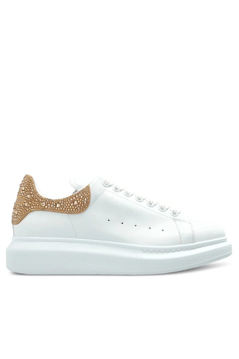 Sneakers femei, Alexander McQueen Oversized Crystals, Alb/Galben, 35