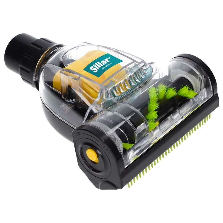 Perie turbo mini Sillar 32 mm pentru aspirator, cu adaptor pentru par de animale, compatibil cu Amica Bosch Electrolux Hoover Karcher Philips Samsung Zelmer, 1 buc