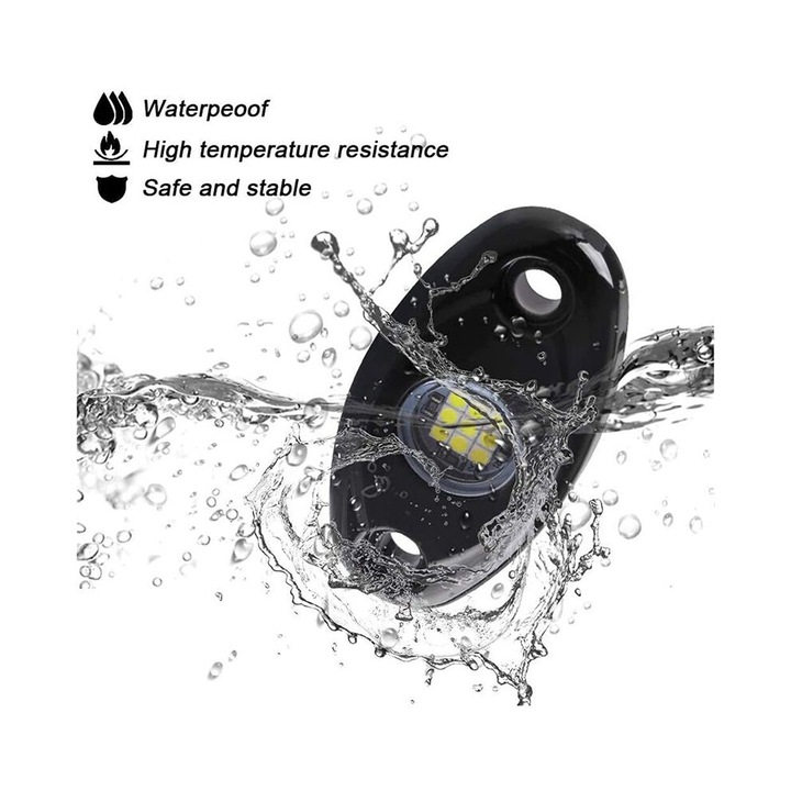 Set 8 LED Rock Light, 9 LED, alb, 12-24V, 9W, 800lm, 50.000h, negru, 2 fire