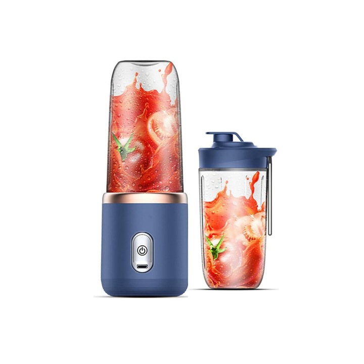Hordozható turmixgép, 21000 ford./perc, kék, 6 penge, 350 ml