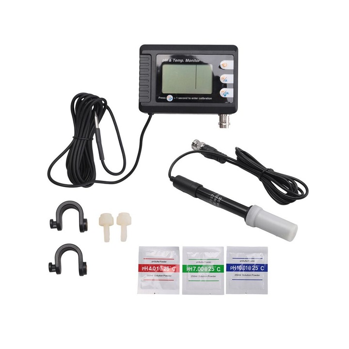 Aparat monitorizare pH si temperatura, compact, negru, 9x6.3x3.1cm