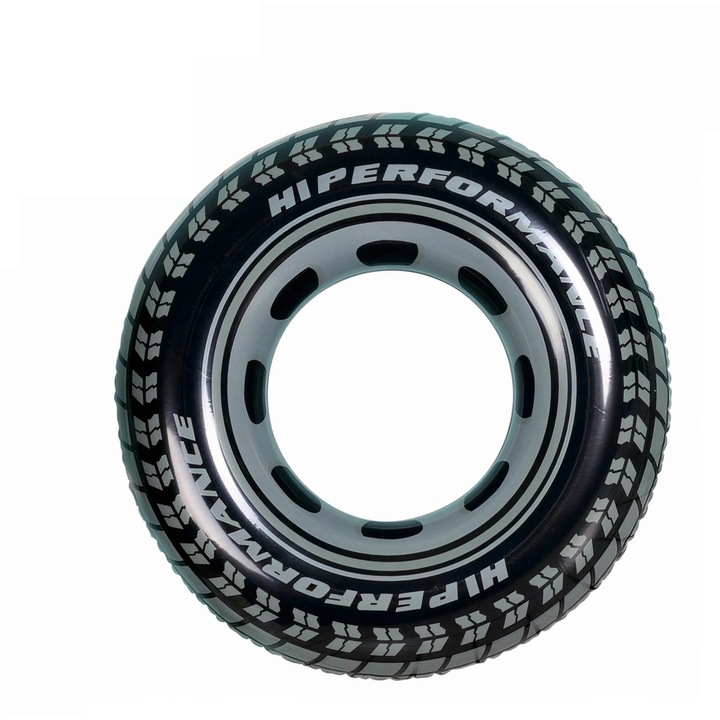 Colac de plaja, gonflabil, model roata, PVC, negru, 80 cm