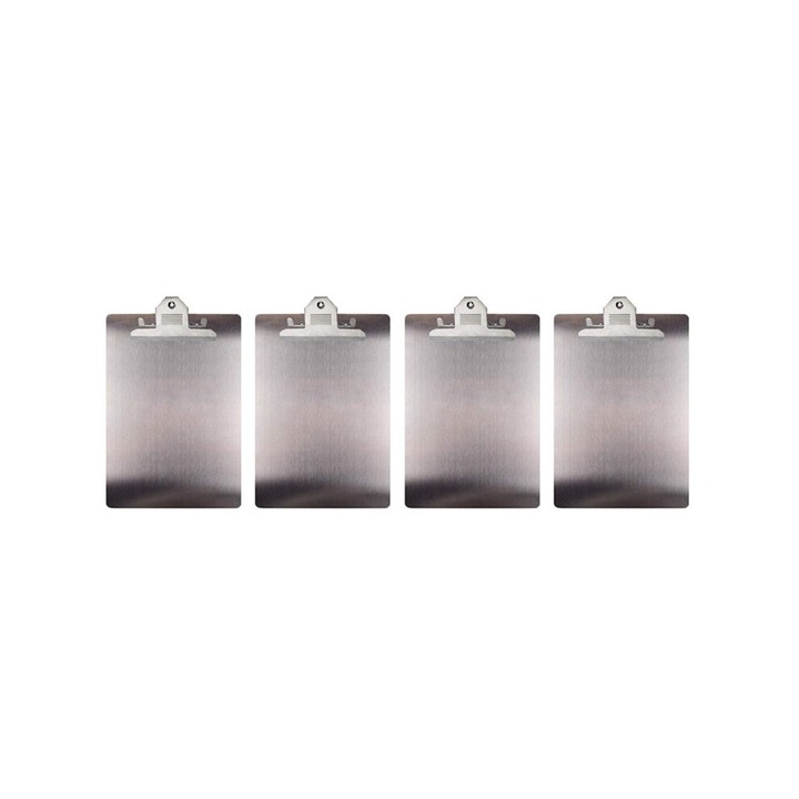 Set 4 clipboard metalice, A4, argintiu, 31.5x21.8cm