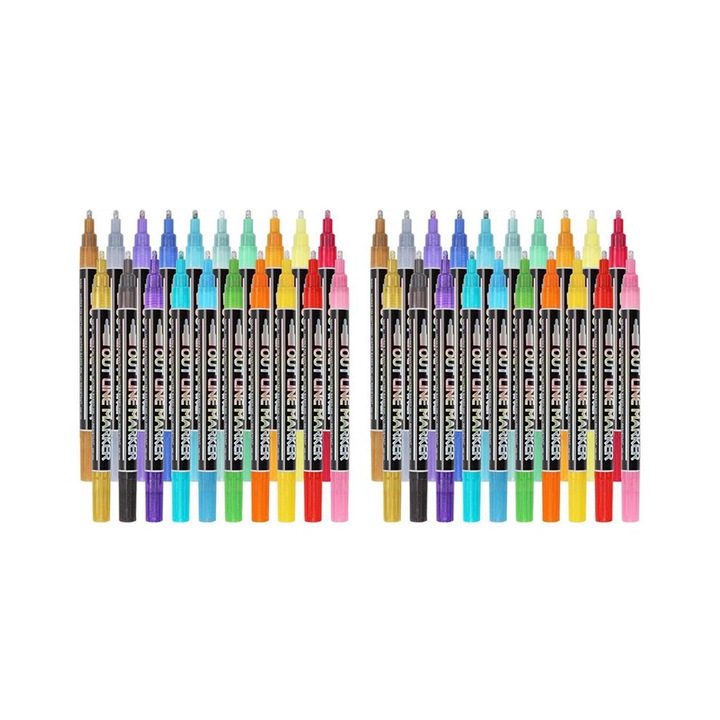 Többszínű fém kontúrmarker készlet, 40 darab, 2-3mm