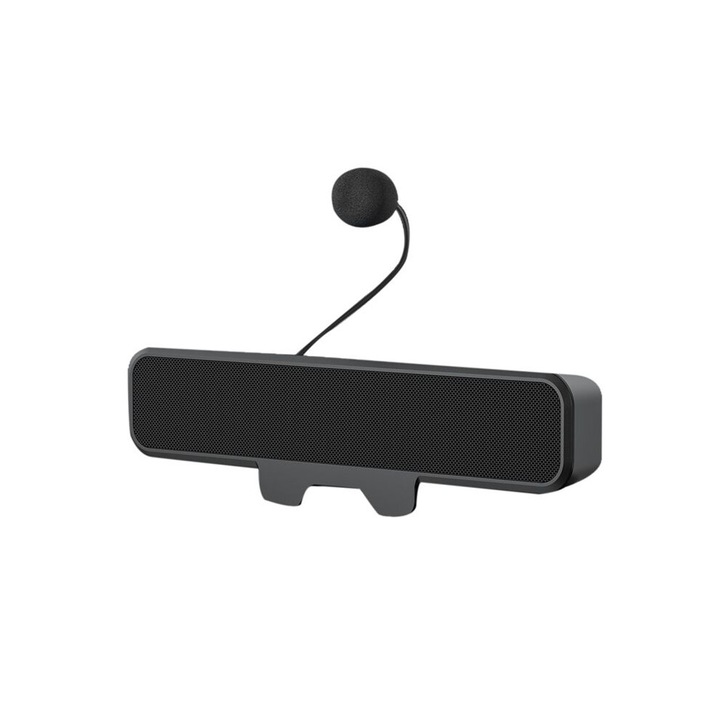PC hangszórók levehető mikrofonnal, USB, fekete, 3.9 hüvelykes bilincs