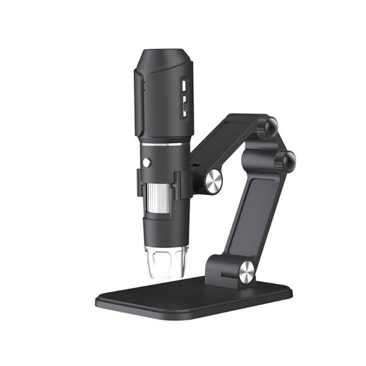Microscop digital WiFi portabil, 50x-1600x, LED, stand reglabil, 20-60mm