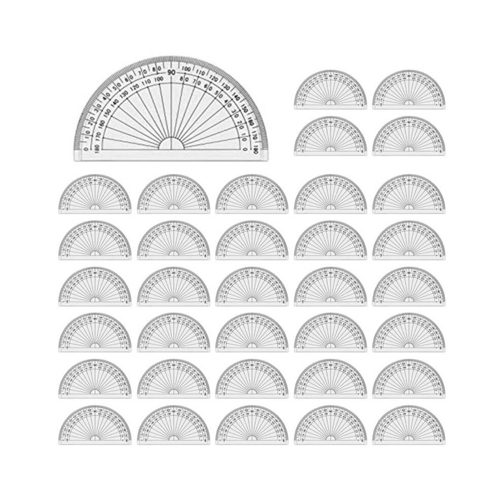 Set 200 rigle unghiulare, plastic, 10x5.5x0.1cm, transparent, 0-180°