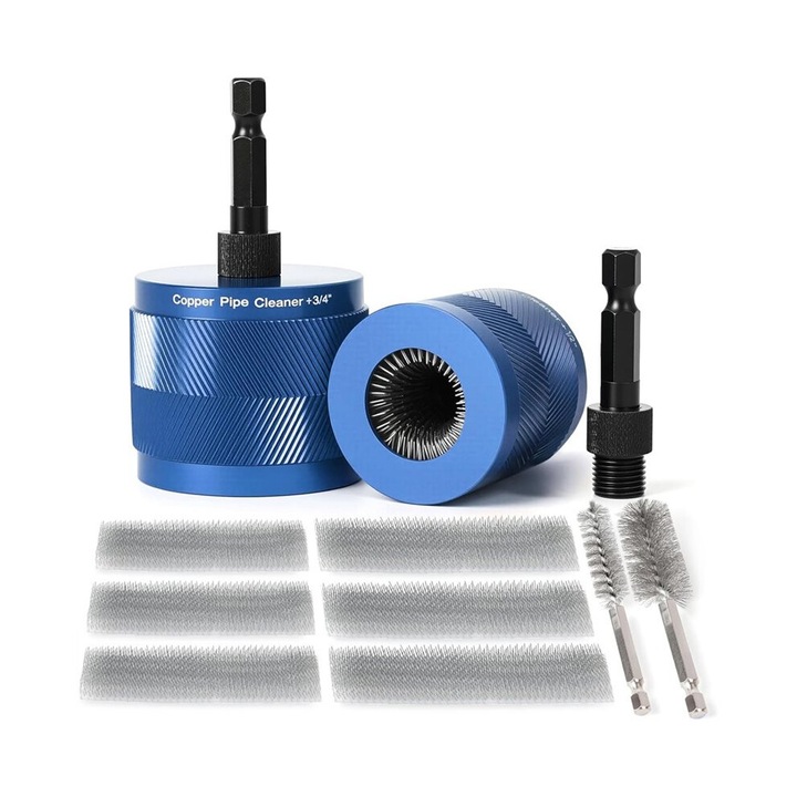 Set curatator tevi cupru 1/2" si 3/4", accesorii metalice, 1/4" hex, multicolor