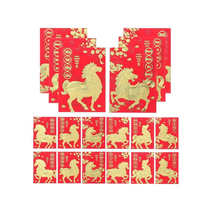 Szerencsepénz borítékok, 120 db, hagyományos, piros, 11.5x8.5x0.1cm