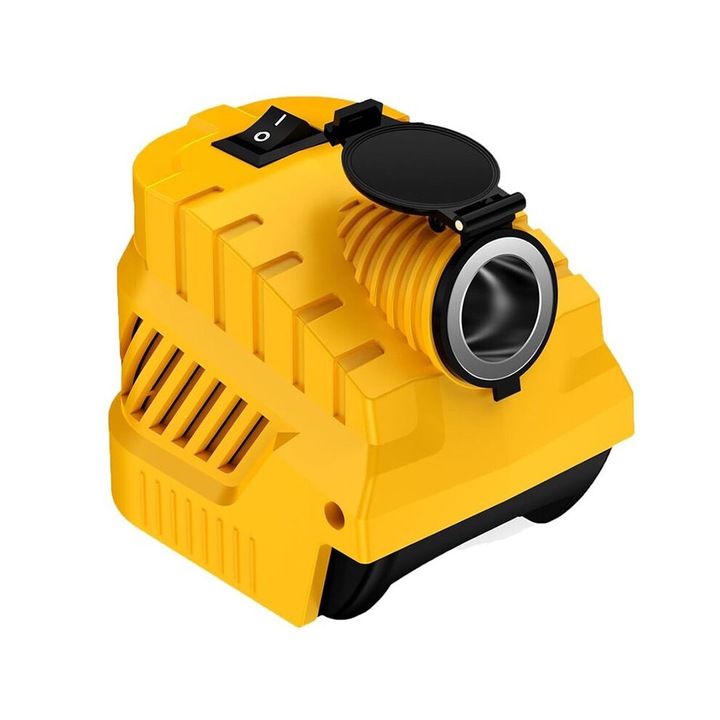 Adaptor auto 20V la 12V, USB-A si USB-C, negru, plastic