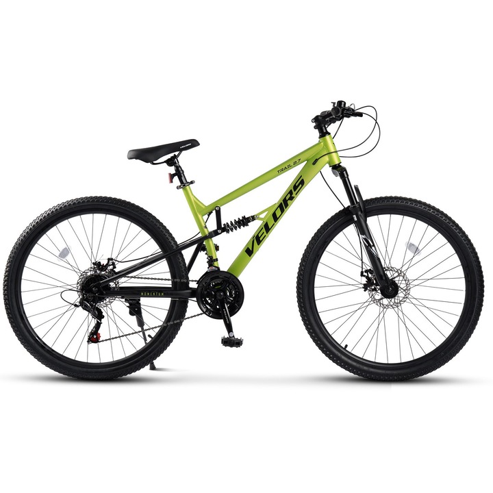Bicicletă MTB Velors Trail 26", 21 viteze, frâne pe disc, verde-negru, cadru 18 inch