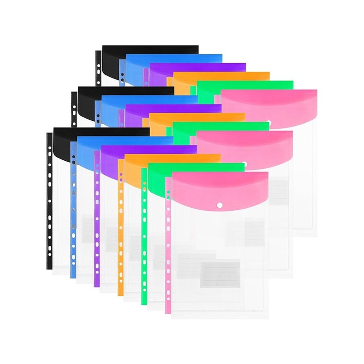 Set 18 dosare organizatoare, capacitate mare, multicolor, 32x23.5cm