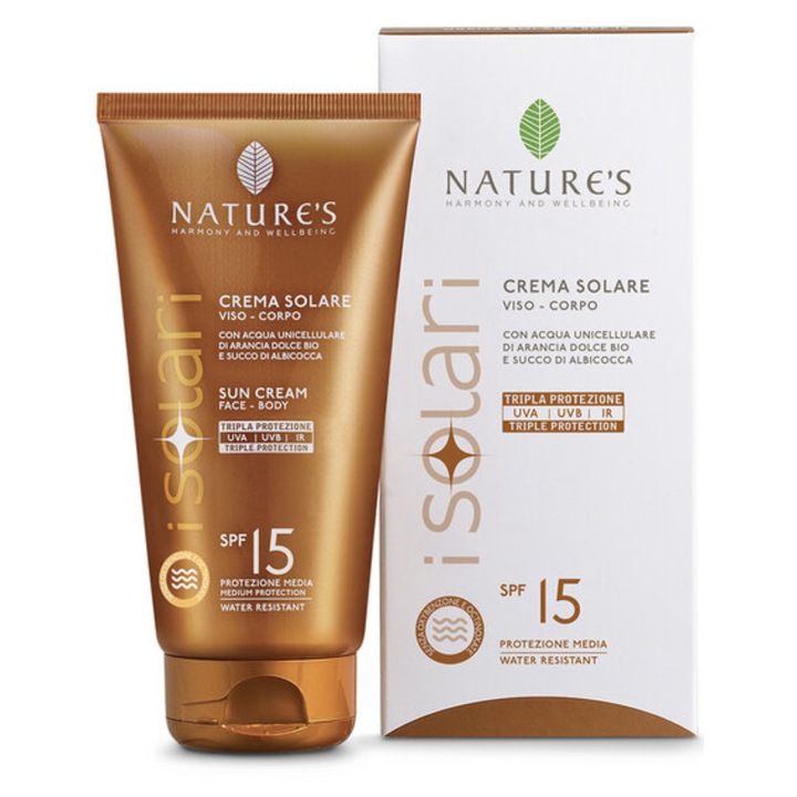 Crema de protectie solara medie pentru fata si corp SPF15 iSolari, 150ml, Nature's