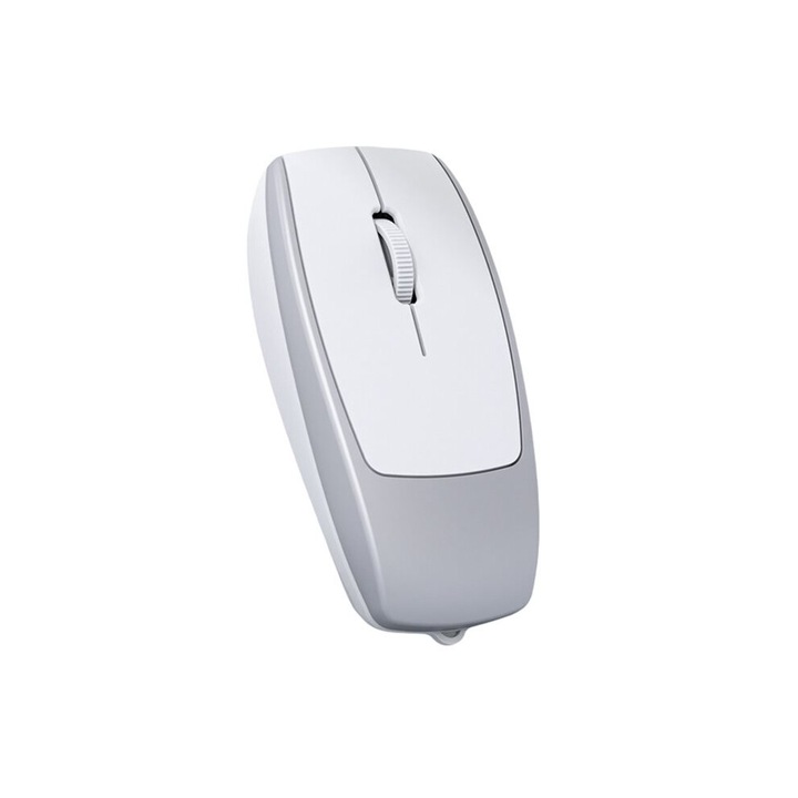 Vezeték nélküli kompakt egér M109, TF kártyaolvasó 2TB támogatással, újratölthető, Bluetooth 5.1, PixArt 3065, DPI 800/1200/1600, 4 csendes gomb, 7.8 cm, ezüst, 1 db