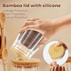 Set 2 borcane din sticla, AFKSMILE, Recipient depozitare in Bucatarie, 700 ml, Conic, Suprafata Exterioara Striata, Capace cu garnitura din silicon, Cu lingurita din lemn, Impermeabil, Pentru zahar, cafea, ceai sau condimente, 10*8*12.5cm, Transparent