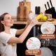 Set 2 borcane din sticla, AFKSMILE, Recipient depozitare in Bucatarie, 700 ml, Rotund, Suprafata Exterioara Striata, Capace cu garnitura din silicon, Cu lingurita din lemn, Impermeabil, Pentru zahar, cafea, ceai sau condimente, 9*8*12.5cm, Maro