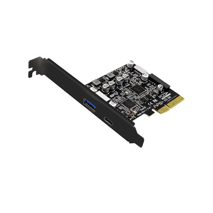 Placa de extensie PCIe USB 3.2 Gen 2, 4 porturi, negru, PC