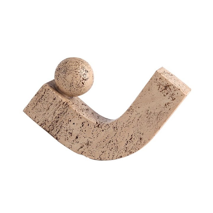 Modern dekoratív szobor, szintetikus gyanta, ív, természetes kő, fehér, 20x15x10cm
