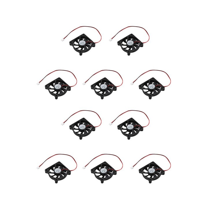 10 db PC ház hűtőventilátor készlet 60x60x15mm fekete 12V 0.16A 2 tűs