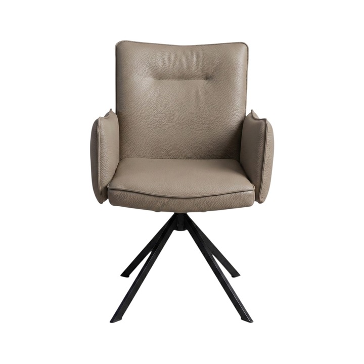 Scaun Ana Marie, Piele Naturala, Madras Taupe, 57cmx63cmx92cm