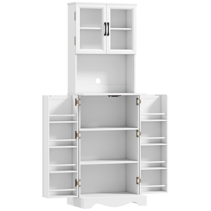 Dulap Bucatarie, HOMCOM, PAL, MDF, 60cm x 39.5cm x 179.6cm, Alb