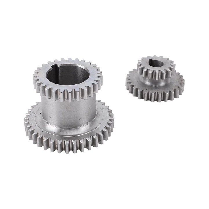 Fém fogaskerék készlet esztergához, 45x30mm és 25x12mm, T37-T27 és T26-T16, ezüst