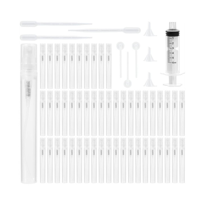 Set sticle parfum 5ml, 50 piese, transparent, accesorii incluse