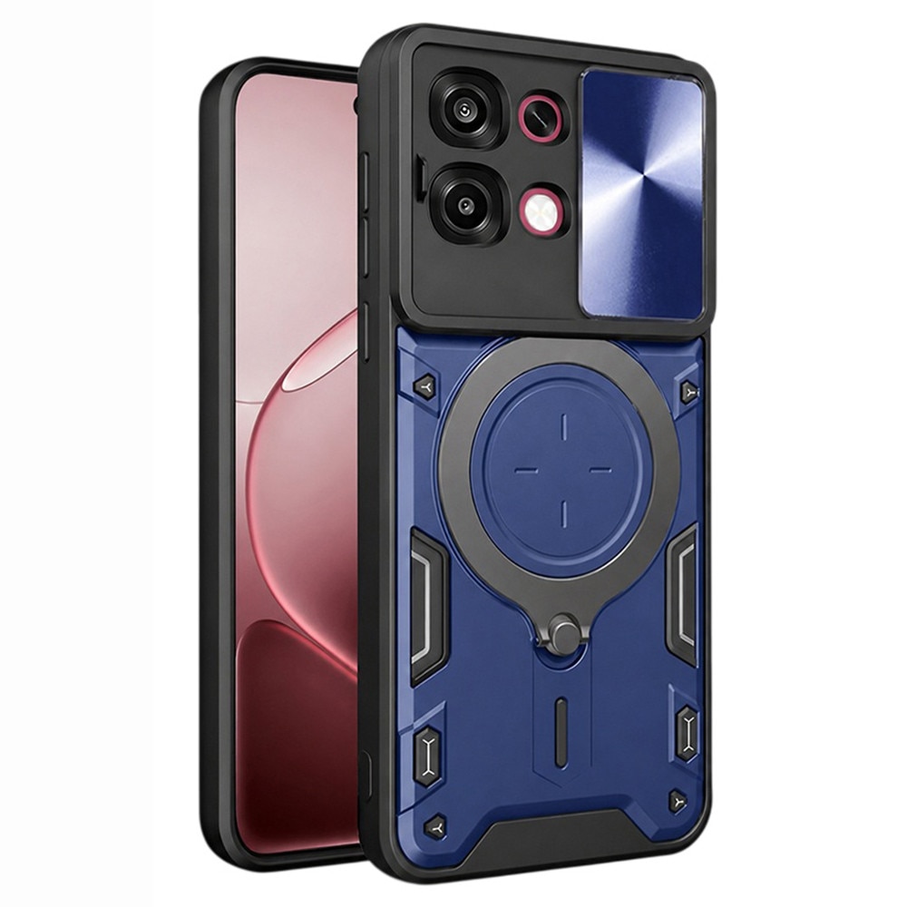 Husa pentru Oppo A6 Pro 4G, 5G cu protectie pentru camera si suport magnetic integrat Ring Shockproof, albastru
