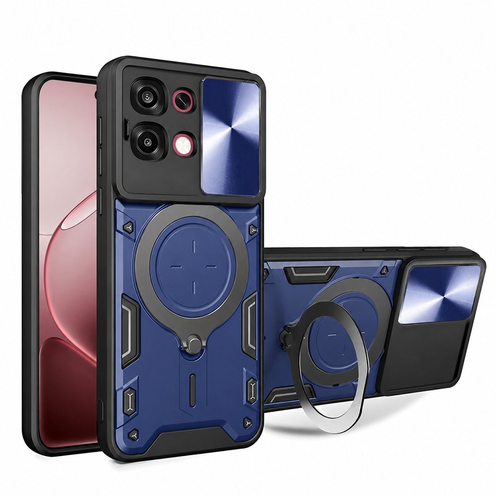Husa pentru Oppo A6 Pro 4G, 5G cu protectie pentru camera si suport magnetic integrat Ring Shockproof, albastru
