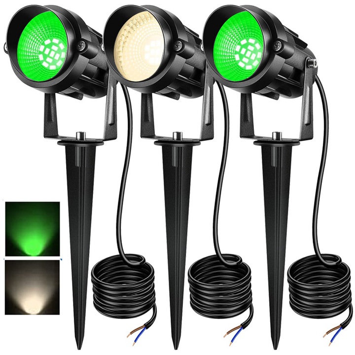 Kültéri spotlámpák, LED, vízálló, zöld, 110V, dugvillával